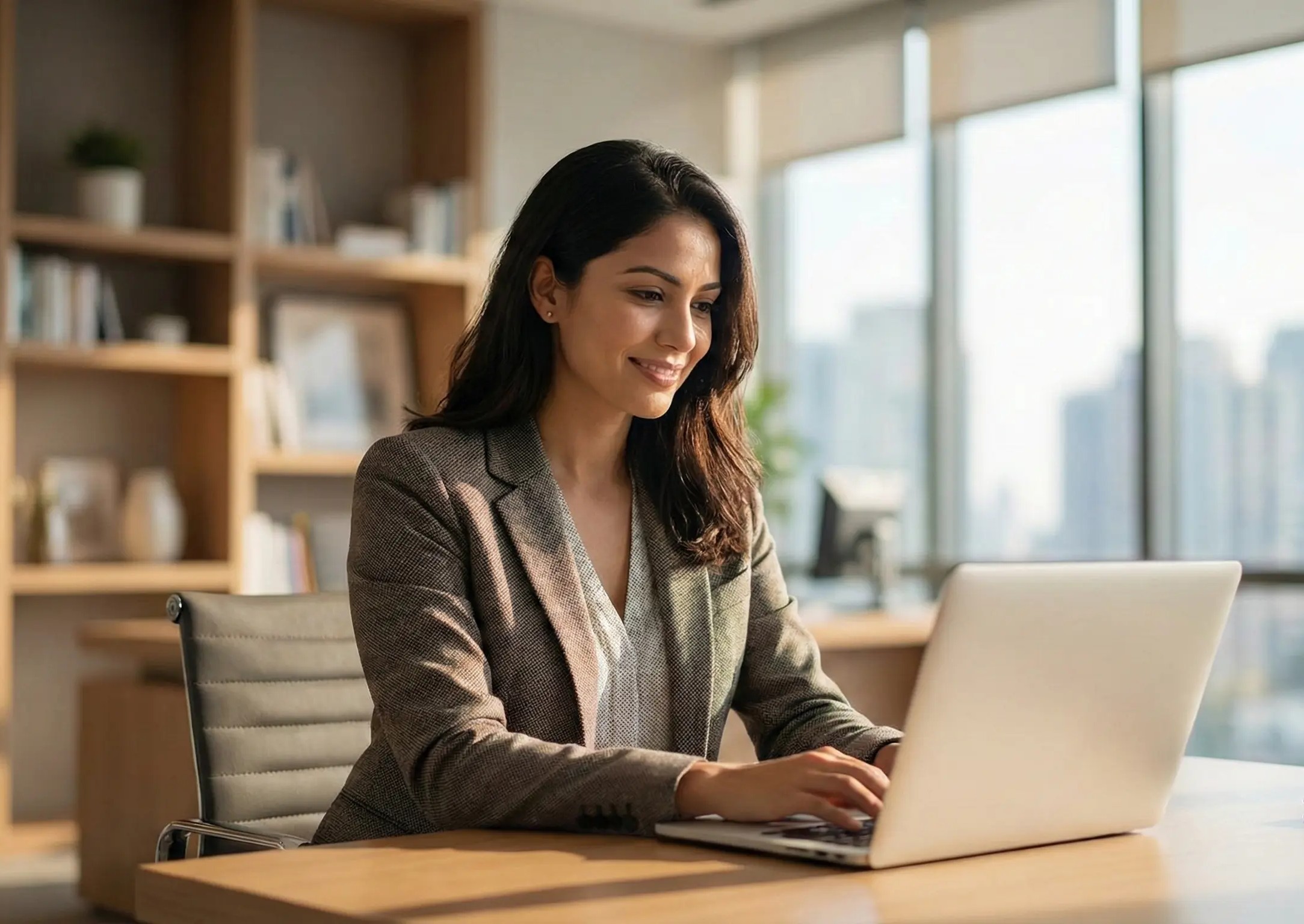 Mujer trabajando en portátil